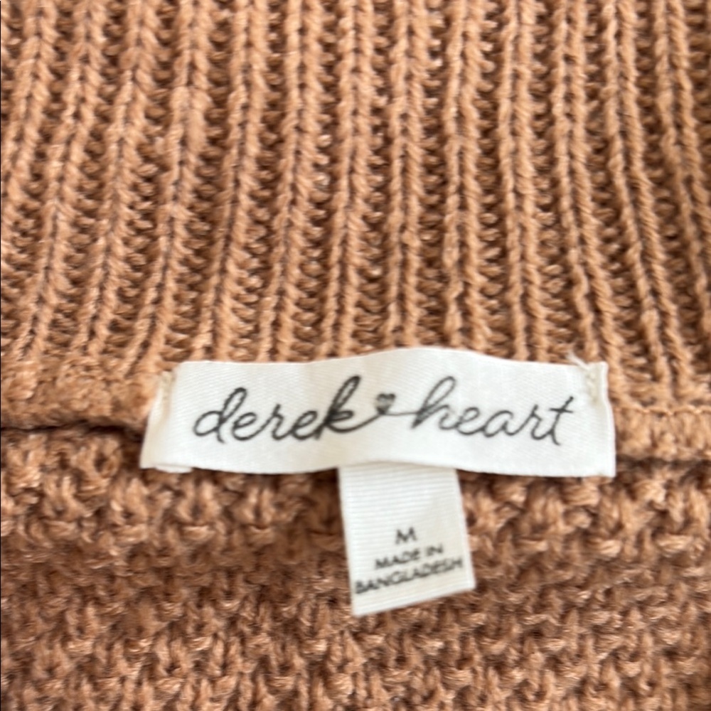 Derek Heart Brown Cable Knit Turtleneck Sweater - Picture 4 of 6
